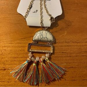 Laura Ford boho pendant tassel long necklace
